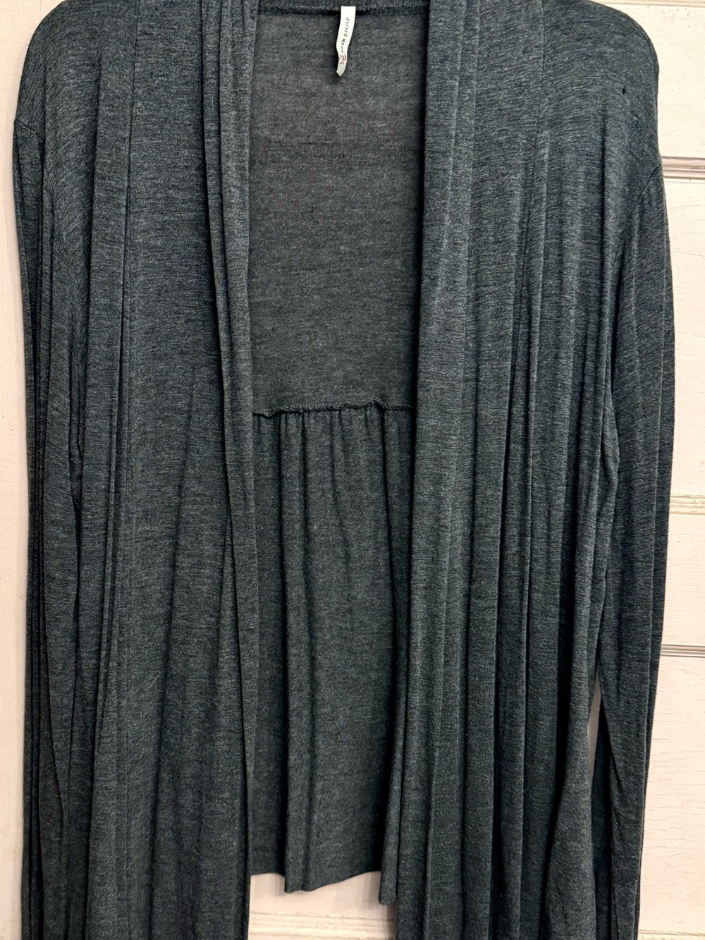 Olivia Moon Charcoal Open-Front Draped Cardigan